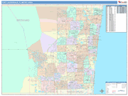Fort Lauderdale Metro Area Wall Map Color Cast Style